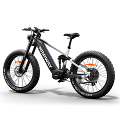 Himiway D7 Pro electric hunting bike rear angled view showing frame, motor, and fat tires