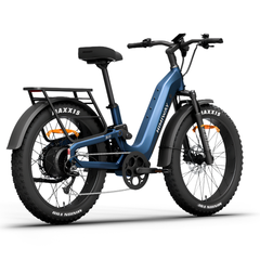 Himiway D5 2.0 ST electric bike rear angled view in blue with rear rack and step-through frame