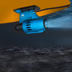 Aqua Marina AMgo Turbo 366 with BlueDrive S Power Fin Set underwater view showing BlueDrive S power fin in use