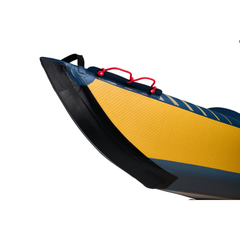 Aqua Marina Tomahawk AIR-K 14'5" Kayak close-up showing pointed bow and yellow side panel