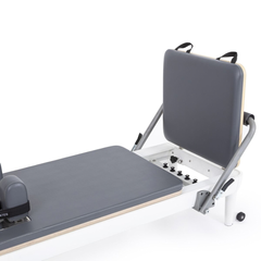 Elina Pilates Nubium Reformer Bundle in Grey – carriage and shoulder rest detail