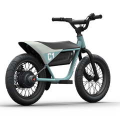 Himiway C1 Kids eBike rear angled view in Bluish Gray with compact frame and wide tires