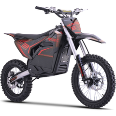 MotoTec 72V Pro 5000W Electric Dirt Bike front three-quarter view in Red