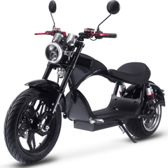 MotoTec Raven 60V 30Ah 2500W Lithium Electric Scooter front three-quarter view in Black