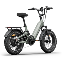 Himiway D5 2.0 20" electric bike rear angled view showing rear rack, seat, and fat tires