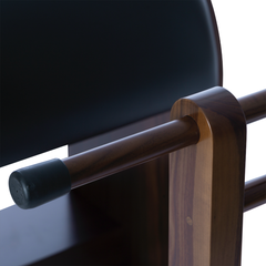 Ladder rung and padded barrel detail on Legacy Pilates Apparatus Walnut Pilates Ladder (High) Barrel