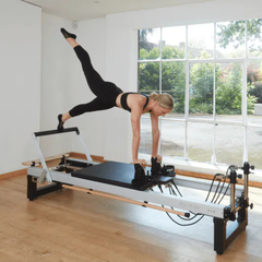Align-Pilates A8 Pro Reformer (42cm/Standard legs) in use for Pilates exercise in a studio setting