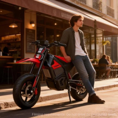 Yozma IN 10 Electric Dirt Bike with Street Tires in an Urban Setting