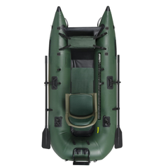 Sea Eagle inflatable fishing boat overhead view with oars and seat