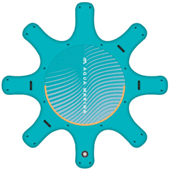 Aqua Marina Yoga Dock 9'6" inflatable yoga dock top view with round deck pad and multiple docking arms