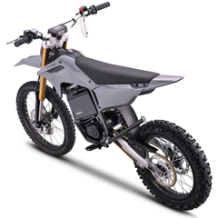 MotoTec 72V 8000W Pro Electric Dirt Bike 19/16 rear three-quarter view in Grey