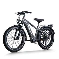 Himiway D5 Pro electric bike front angled view in grey with rear rack and fat tires