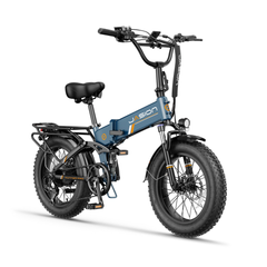 Jasion Hunter Pro Storm Blue folding electric bike front three-quarter view