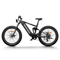 Himiway D7 / Full Suspension Electric Hunting Bike opposite side view with full suspension frame and fat tires