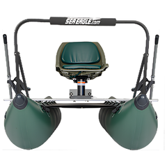 Sea Eagle 375fc FoldCat – Green Fold Cat Dlx Pkg front view showing seat and pontoon layout