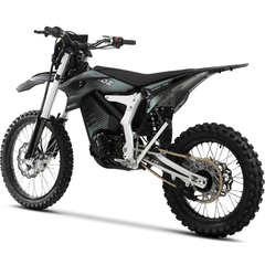MotoTec Venom 72V 30000W Electric Dirt Bike rear three-quarter view in Black