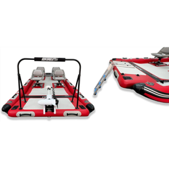 Sea Eagle FastCat14 Catamaran – Deluxe 2 Person Package front and rear view showing catamaran deck and seating layout