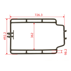 Eunorau black handrail monkey bar dimensions diagram for cargo ebikes