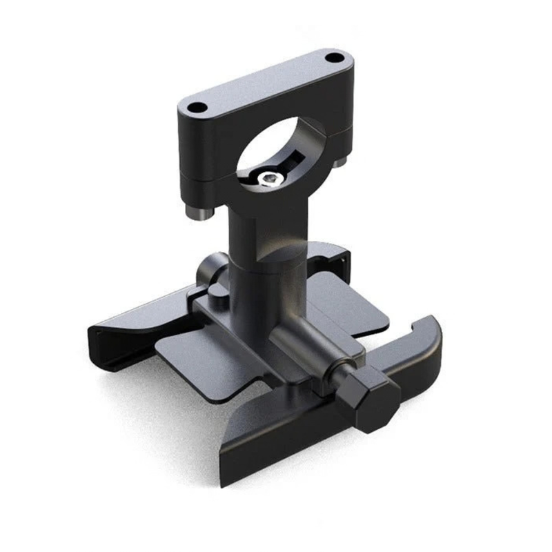 Smartphone Adjustable Holder For Electric Bicycle – front angled view with adjustable corner grips and mounting clamp