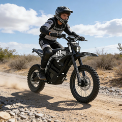 Rider using the Eunorau S1 Dirt Bike on an off-road trail