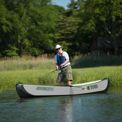 Sea Eagle TC16 Travel Canoe – Start Up on water with paddler