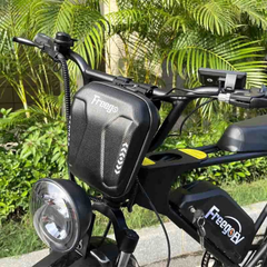 Freego E-Bike Waterproof Front Bag – installed on Freego e-bike handlebar