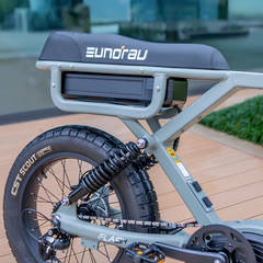 Eunorau Flash Lite 2.0 rear suspension and battery close-up