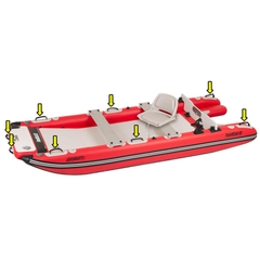 Sea Eagle FastCat12 Catamaran – Deluxe Package side view showing mounting points and deck layout