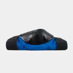 Kid Protective Gear – Blue protective pad close-up showing hard shell and adjustable strap