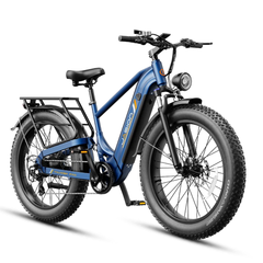 Jasion Thunder Pro blue electric bike, front three-quarter view