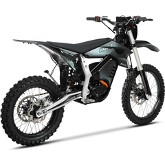 MotoTec Venom 72V 30000W Electric Dirt Bike opposite rear three-quarter view in Black