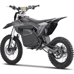 MotoTec 72V Pro 5000W Electric Dirt Bike rear three-quarter view in Grey