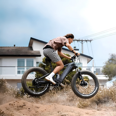 Himiway D7 / Full Suspension Electric Hunting Bike in use on dirt trail