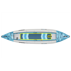 Sea Eagle 385ft FastTrack Deluxe Solo V-Bottom Pkg top view showing open interior and deck storage areas