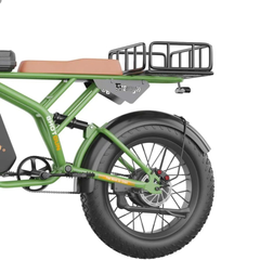Foldable Rear Cargo Rack For Electric Bike – installed on rear of green electric bike above rear wheel