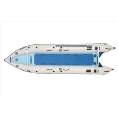 Sea Eagle 437ps Paddleski – Start Up Package overhead view showing blue deck pad and open layout