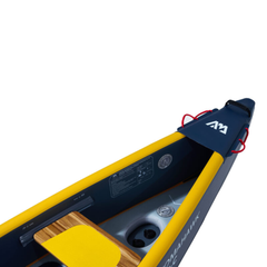 Aqua Marina - Tomahawk AIR-C 15'8" High Pressure Speed Canoe close-up showing pointed bow and yellow interior deck