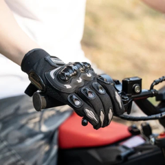 Rider Wearing Black Yozma Riding Gloves on a Dirt Bike