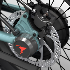 Himiway C1 Kids eBike close-up showing rear wheel, disc brake, and motor detail