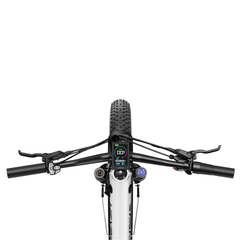 Rider’s view of the Heybike Alpha handlebars and center display.