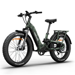Himiway D5 2.0 Camo electric bike rear angled view showing rear rack and fat tires