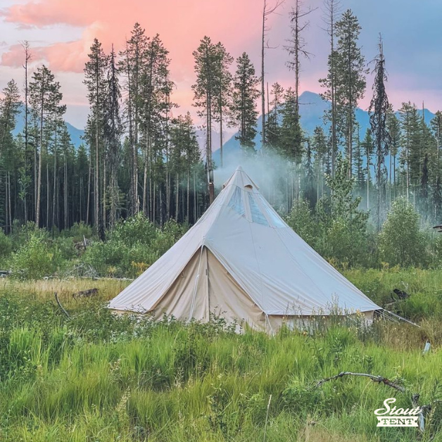 Stout Tent  Pro Series 16 ft Luxury Canvas Bell Tent Double Door (Stargazer) – ST-PRO-16FT-DD-SG