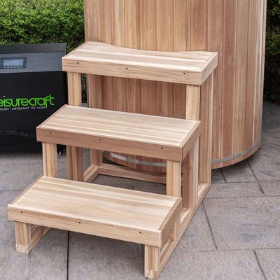 LeisureCraft – 3 Tier Steps for Cold Plunge - Clear Red Cedar - 730190
