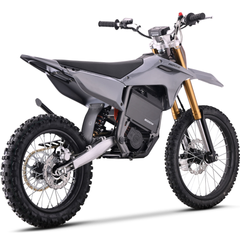 MotoTec 72V 8000W Pro Electric Dirt Bike 19/16 rear side view in Grey