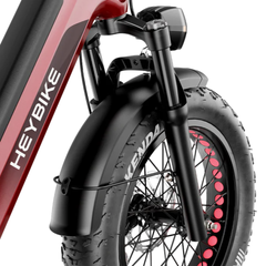 Heybike Ranger 3.0 Pro front suspension fork and fender close-up