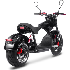 MotoTec Raven 60V 30Ah 2500W Lithium Electric Scooter opposite rear three-quarter view in Black