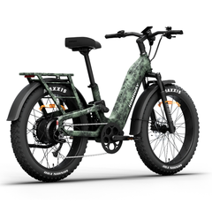 Himiway D5 2.0 Camo electric bike angled side view with rear rack and camouflage frame