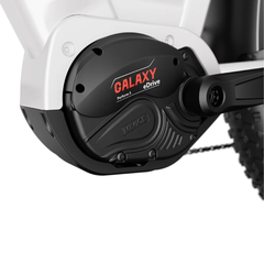 Close-up of the Heybike Alpha Galaxy mid-drive motor.
