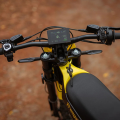 FreeGo Nova 5 Mid-Drive Off-Road Electric Dirt Bike handlebar and LCD display detail