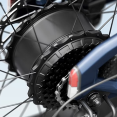 Himiway D5 2.0 20" close-up showing rear motor, cassette, and wheel detail